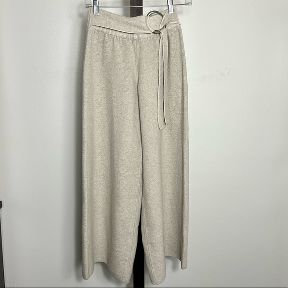 Mango Capri linen wide leg Pants with attached Belt with silver loop - Picture 11 of 13